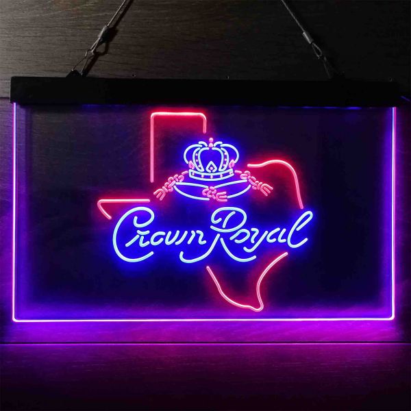 Crown Royal Texas Map Dual LED Neon Light Sign